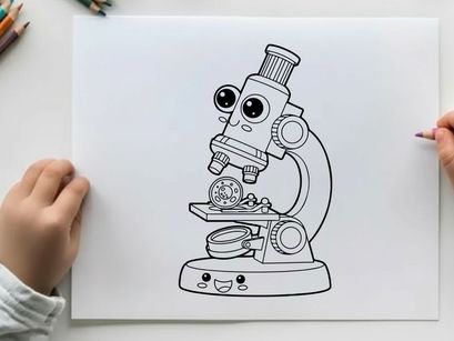 Cute cartoon microscope vector illustration flat design