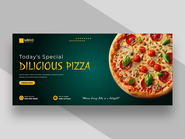 Food Menu and Delicious Pizza Facebook Cover Ver-3