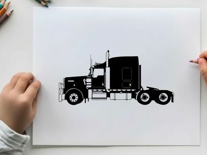 Silhouette of a semi truck with sleeper cabin