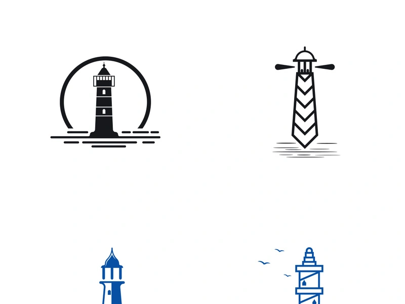 Lighthouse icon logo and vector illustration beacon tower design vintage symbol
