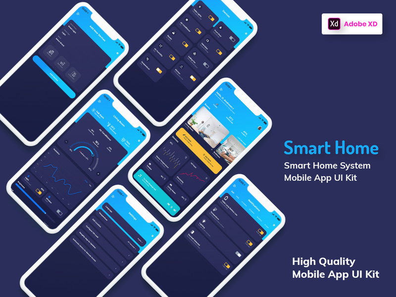 Smart Home Mobile App Dark Version (XD)