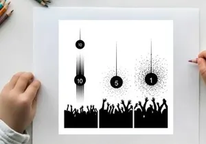 Countdown to event with crowd silhouette and exploding numbers
