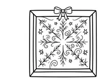 Elegant Christmas ornate white snowflake frame with decorative bow for festive holiday decor