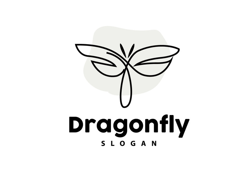 Dragonfly Logo, Flying Animal Vector, Simple Minimalist Design