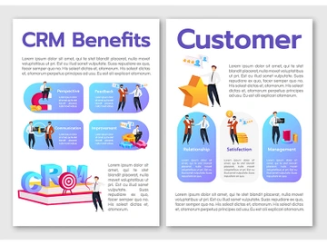 CRM benefits flat vector brochure template preview picture