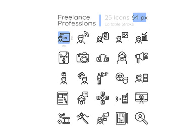 Freelancer linear icons set preview picture
