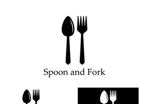 Creative spoon and fork logo.
