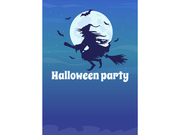 Witch themed party on Halloween flat vector banner template preview picture