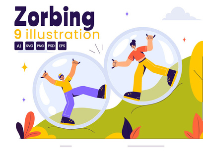 9 Bubble Bump Zorbing Sport Illustration