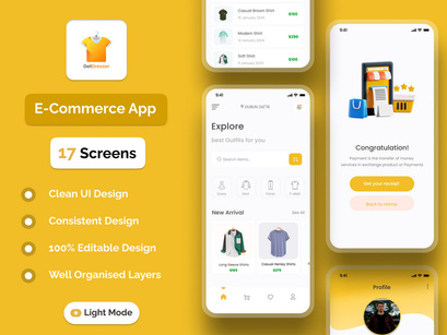E-Commerce UI Kit for Mobile App Design - GetDresser - UI Design