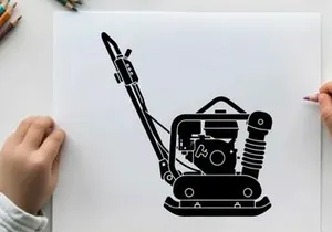 Silhouette of a plate compactor machine in black