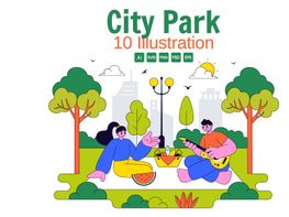 10 City Park Vector Illustration preview picture