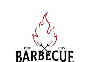 Simple Barbecue Vintage hot grill, with crossed flames and spatula. Logo for restaurant, badge, cafe and bar.vector