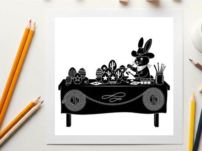 Easter bunny preparing silhouette for holiday celebration