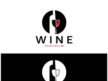 Wine logo with wine glasses and bottles.for night clubs,bars,cafe and wine shops.