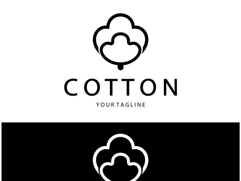 Soft natural organic cotton flower plant logo for cotton plantations, industries,business,textile,clothing and beauty,vector