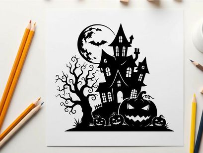 haunted house halloween night vector illustration