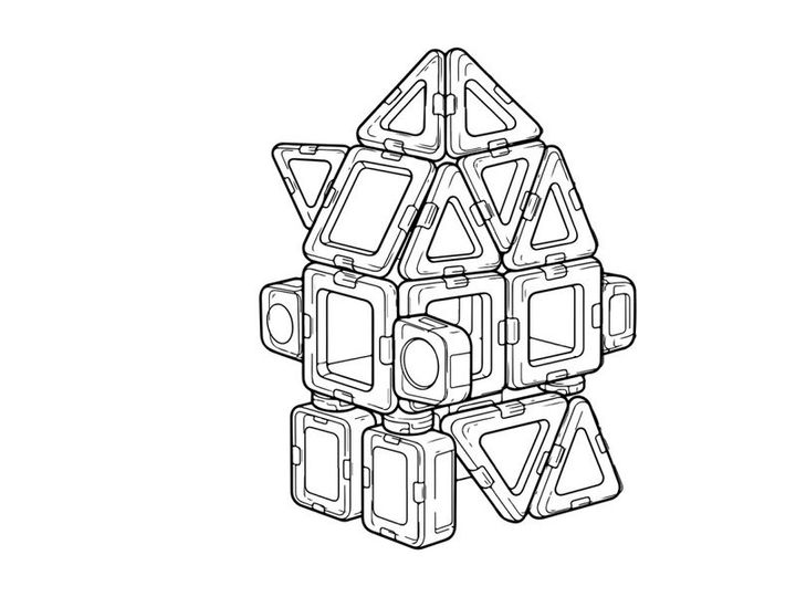 3D robot toy modular vector illustration scalable design