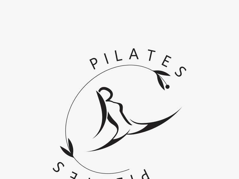 Abstract Pilates Logo, Yoga identity body balance vector monoline Design Template. wellness lifestyle