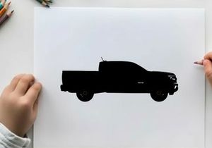 Silhouette of a pickup truck on a white background