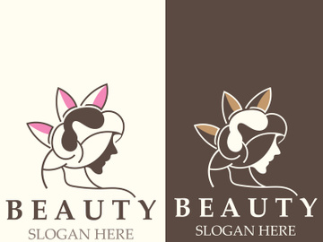 Woman Beauty care logo. Nature face saloon and spa design flat vector preview picture