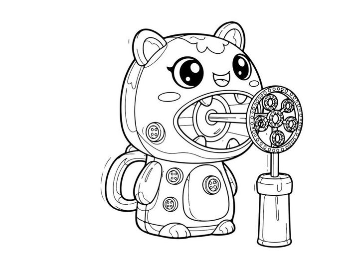 Cute robot mascot holding clock vector illustration