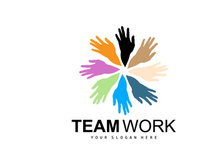 Hand Logo, Teamwork Vector, Team Company Design, Body health, Hand Care, Recycling