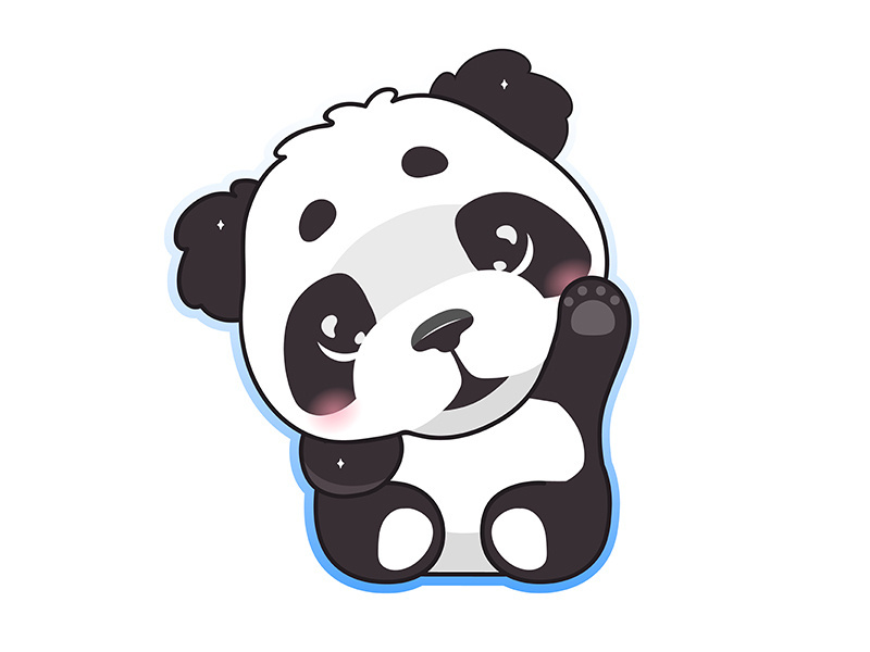 Cute panda waving hand kawaii cartoon vector character