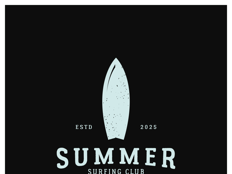 surfing logo with vintage paddle board beach waves, for business, sport, adventure, tourism, vacation