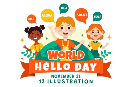 12 World Hello Day Illustration