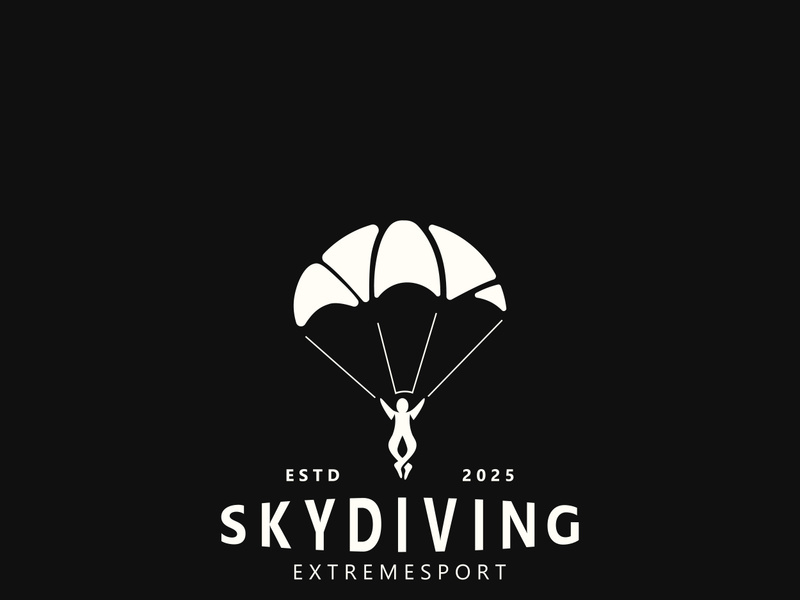 Skydiving logo sport high adventure Inspiration Silhouette Paragliding Template