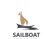 Sailboat vintage logo minimalist with wave, travel yacth or sailing boat vector design template