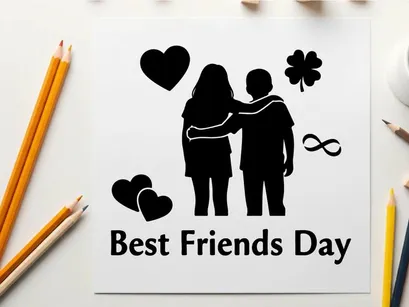best friends day hug flat design vector illustration