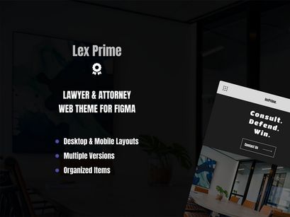 Lex Prime - Lawyer & Attorney - Web Theme for Figma