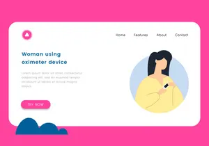 Woman using oximeter device vector illustration