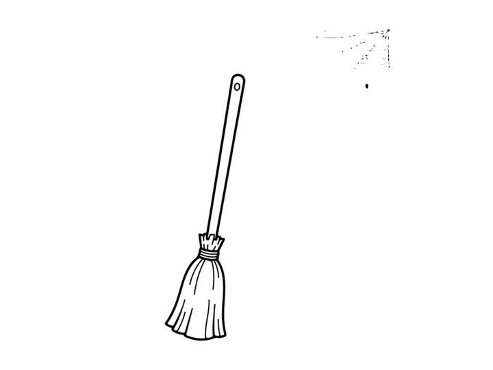 Witch broomstick icon with spider web. Halloween magic broom illustration on white background.