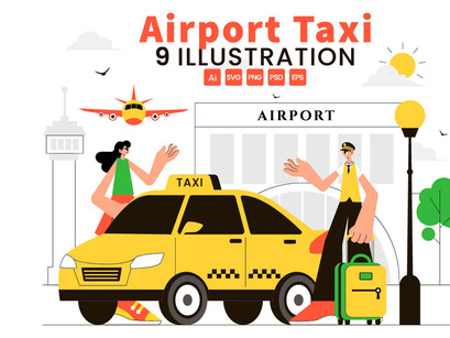 9 Airport Taxi Service Illustration