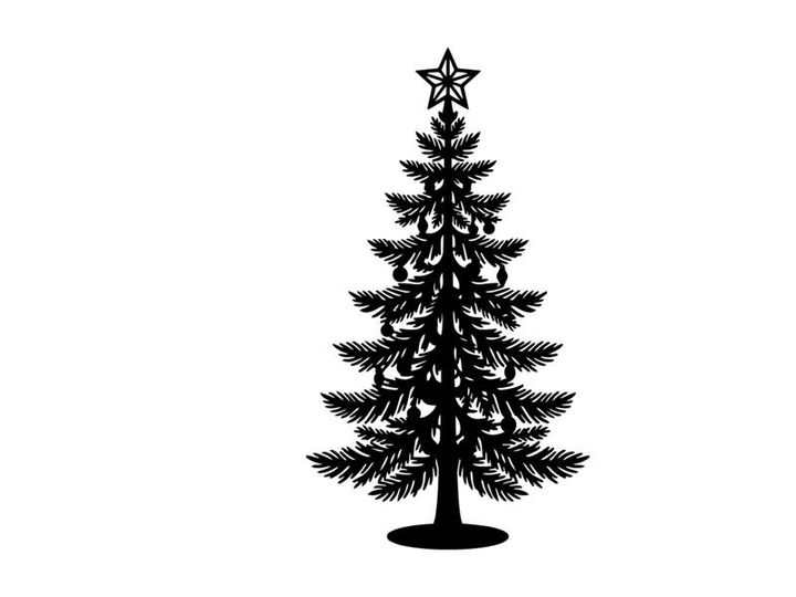 Silhouette of a Christmas Tree with Star Topper for Holiday Decor