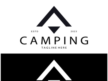 vintage and retro tent logo, camping. With tent, tree and bonfire sign. adventurers, scouts, climbers, camping equipment center preview picture