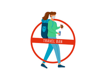 Travel ban flat color vector faceless character preview picture