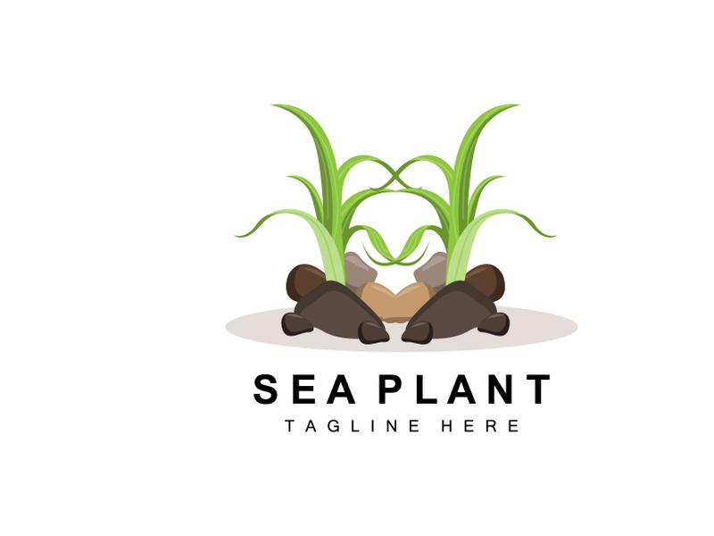 Seaweed Logo, Sea Plants Vector Design, Grocery And Nature Protection