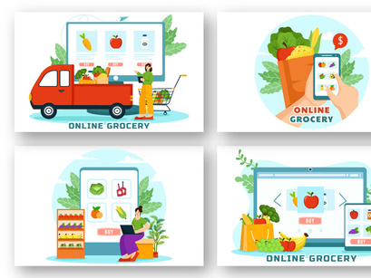 9 Online Grocery Store Illustration