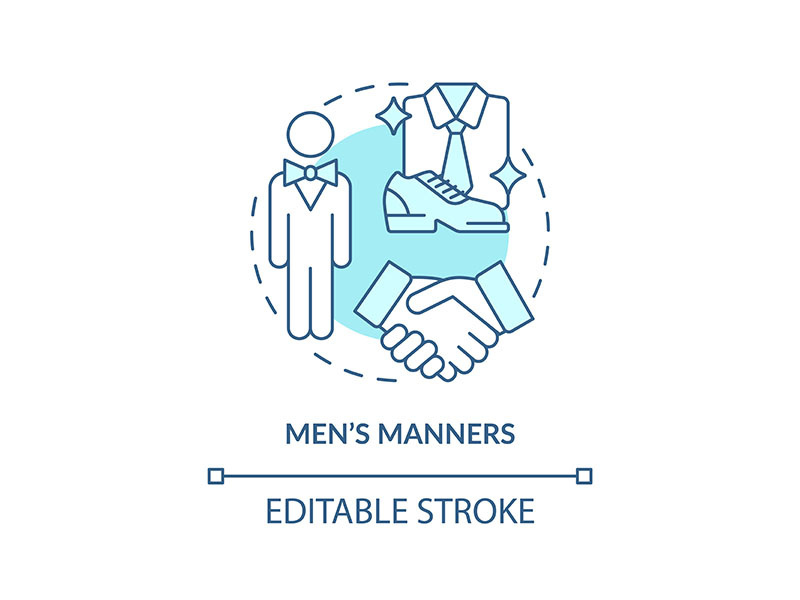Men manners turquoise concept icon