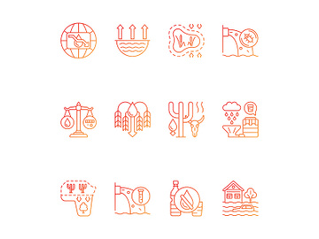 Global water crisis gradient linear vector icons set preview picture