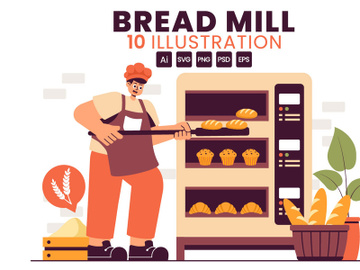 10 Traditional Bread Mill Illustration preview picture