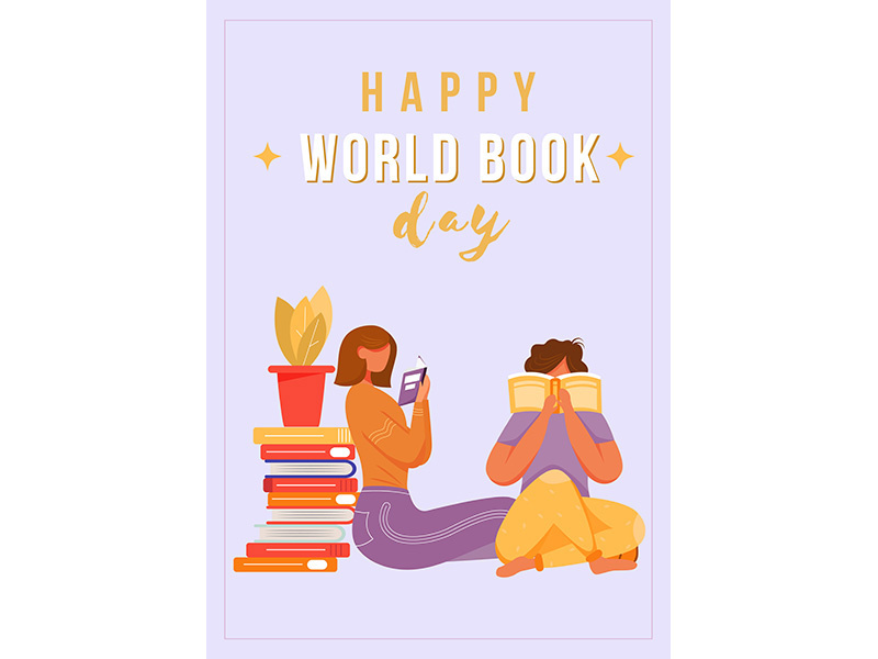 Happy world book day poster vector template