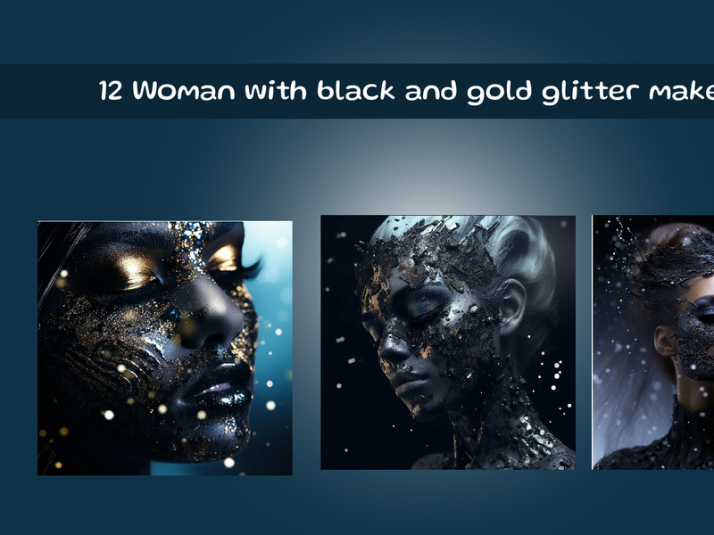 Woman with black and gold glitter makeup