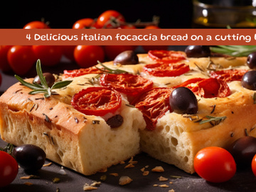 Delicious italian focaccia bread on a cutting board preview picture