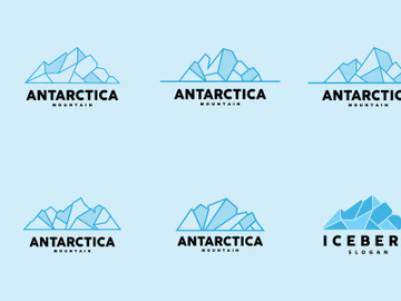Iceberg Logo, Antarctic Mountains Vector In Ice Blue Nature Design preview picture