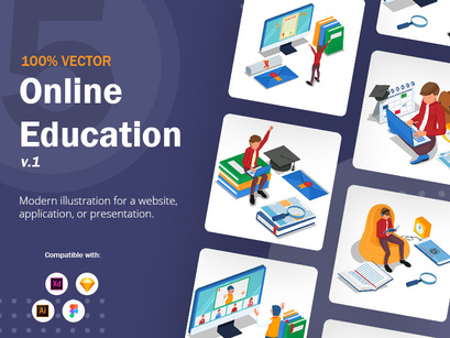 Online education illustration v1